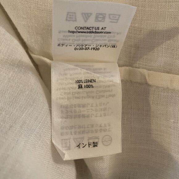 Eddie Bauer 100% Linen Men's XXL‎ /2XL Button Down Long Sleeve Shirt Ivory Beige - Picture 9 of 9